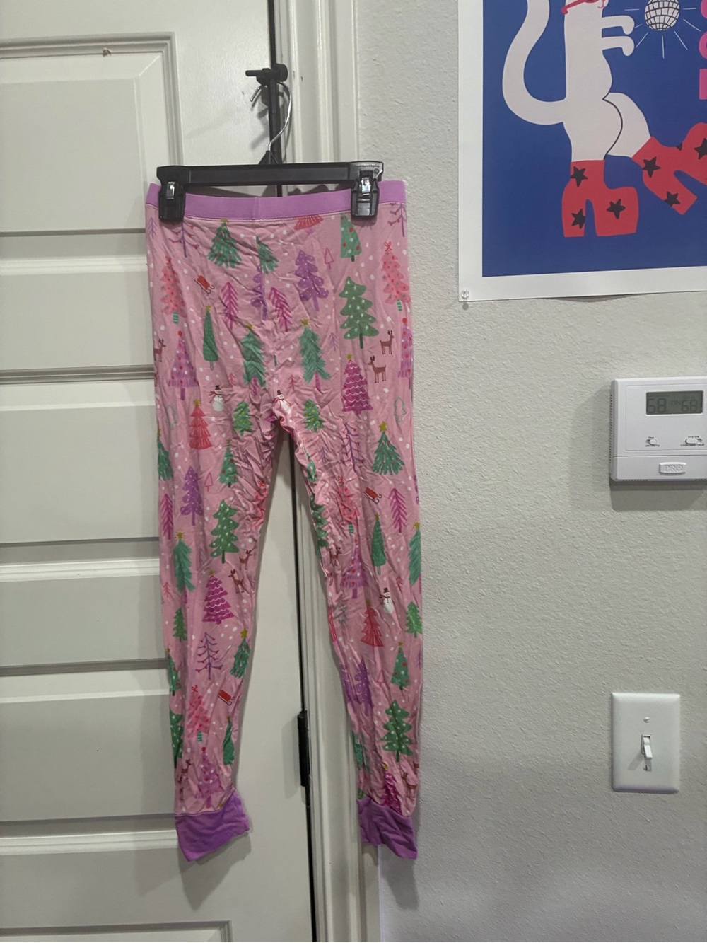 Little Sleepies Pink Holiday Tree & Reindeer Leggings